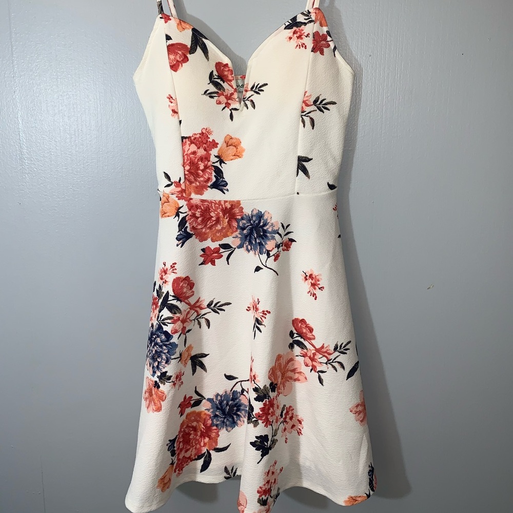 White Floral Dress With Adjustable Straps